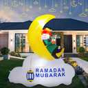 Dawdix 5FT Inflatable Ramadan Decorations, Blow Up Ramadan Crescent Moon with LED Lights, Muslim Islamic Eid Mubarak Inflatables Decor for Outdoor Holiday Party, Yard, Garden