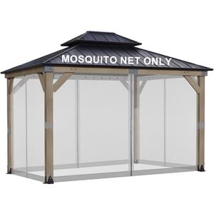 BPS 10' x 13' Gazebo Universal Mosquito Netting Screen Replacement, 4-Panel Screen Walls with Double Zippers for Outdoor Patio, Gray (Mosquito Net Only)