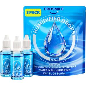 Humidifier Cleaner Drops [3 Pack] Humidifier Water Treatment Cleaning Drops for All Makes & Models - Slows Buildup & Scaling - Cleans & Deodorizes Water, 300+ Day Supply