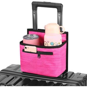 ZHCHG Luggage Travel Cup Holder Attachment for Suitcase Drink Carrier Caddy, Coffee Mug and Tumblers, Traveler Carry on Hands Free Accessory- Gifts for Flight Attendants Travelers Accessories