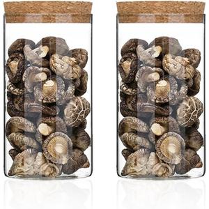 Airtight Glass Storage Containers with cork Lid, for Kitchen Pantry Organization and Storage jarIdeal for Coffee Beans Snacks Flour Cereal Sugar Tea 24oz. (Circular 5.9 * 3.3in*2pcs)