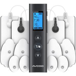 30 Modes TENS EMS Unit Compact Muscle Stimulator for Pain Relief of Back, Shoulder, Neck, Rechargeable & Portable Dual Channel EMS Muscle Stimulator with 30 Intensity Levels, 12 Electrode Pads (Black)