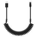 chubbycable Curly Chubby 120W Coiled USB C Cable Retractable Fast Charging Cable for Car Charger Cord Compatible with iPhone 17-15 Series, Black, USB-A to Type-C, 2.29FT-3.6FT
