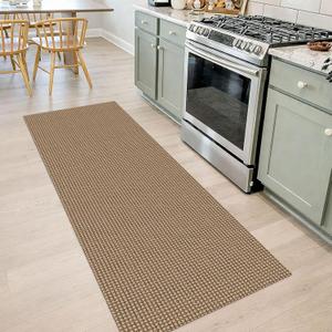 IOHOUZE Washable Runner Rug 2x7 Non Slip Rubber Backed Runners for Hallways Entryway Runner Indoor, Kitchen Rugs Woven Cotton Floor Carpet for Hall Entrance Bedroom, Orange/Tan/Brown