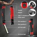 2 x Rechargeable Work Light 2500mAh Magnetic LED Work Light Flashlight Mechanic Light Tool for Men Him, Foldable Lamp with Hook for Car Repair Emergency BBQ Grill (2 Pack)
