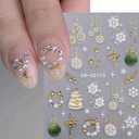 2 x 5D Embossed Christmas Nail Art Stickers 2 Sheets Self Adhesive Christmas Snowflake Nail Decals Gold Xmas Tree Lamp Ball Christmas Nail Art Supplies for Women Girls Christmas Nail Decorations