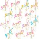Carousel Horse Cupcake Toppers 48Pcs Carousel Horse Party Cake Decorations Carnival Carousel Horse Cupcake Picks Horse Birthday Party Supplies for Amusement Park Themed Baby Shower Decor