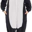 VEULENT Adult Unisex Onesie Pajamas Animal One-Piece Cartoon Costume Halloween Christmas Partywear Homewear Sleepwear Jumpsuit (Black Penguin,M)