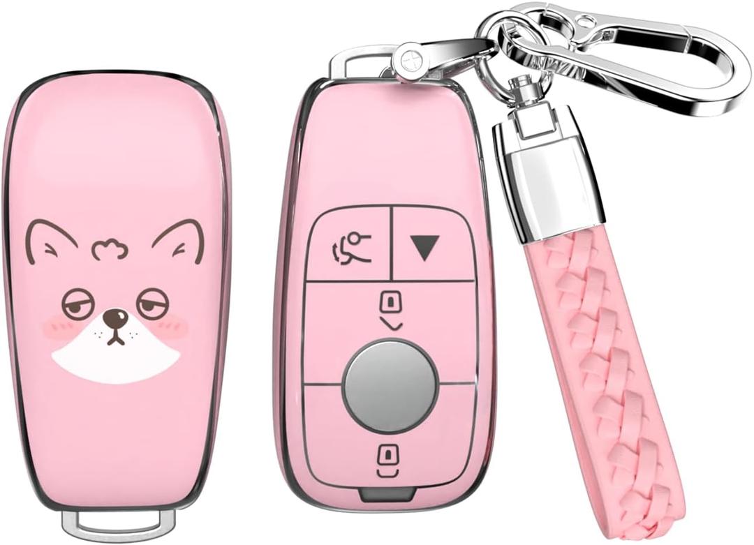 ACEBOY for Benz Key Fob Cover, TPU Case Compatible with Mercedes Benz A B C E G S GT CLA CLS GLA GLB GLE GLS EQA EQB SLK SLS