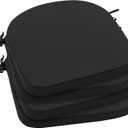 Outdoor Chair Cushions Set of 4: Waterproof & Fade Resistant Patio Furniture Cushions - 18.5 x 16 x 2 Inch Non Slip Round Corner Seat Cushion Pads with Removable Cover for Garden Yard Lawn, Black