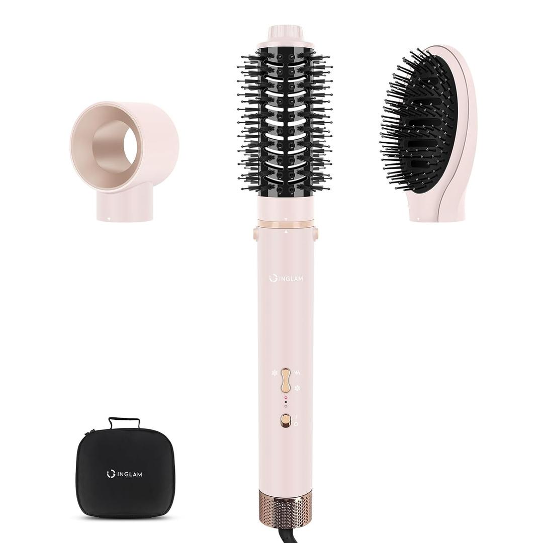 IG INGLAM MegaAIR Styler Air Styling & Drying System, Professional Interchange Hair Dryer Brush 110,000 RPM Brushless BLDC Motor Ionic Hot Air Volumizing and Shape, Pink