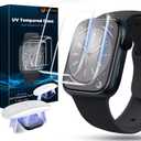 EWUONU[2 Pack Tempered Glass Screen Protector for Apple Watch Series 9/ Series 8/7 45mm, [Auto-Dispersion Tech] Full Coverage Waterproof Bubble Free HD Clear Film for iWatch Series 9 Series 8/7 45mm