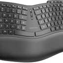 OMOTON Ergonomic Wireless Split Keyboard, Cushioned Wrist Rest, Rechargeable, USB Connectivity, 2.4G Membrane Silent Keyboard for Windows/PC, Classic Black