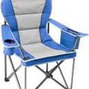 DUMOS Oversized Camping Chair for Adults, Heavy Duty 500 LBS Support Folding Outdoor Chair with Side Cooler Bag, Cup Holder, for Camp Beach Garden, Back Bag, Thicken 300D Oxford, Navy Blue, 25.2"D x 38.78"W x 42.91"H