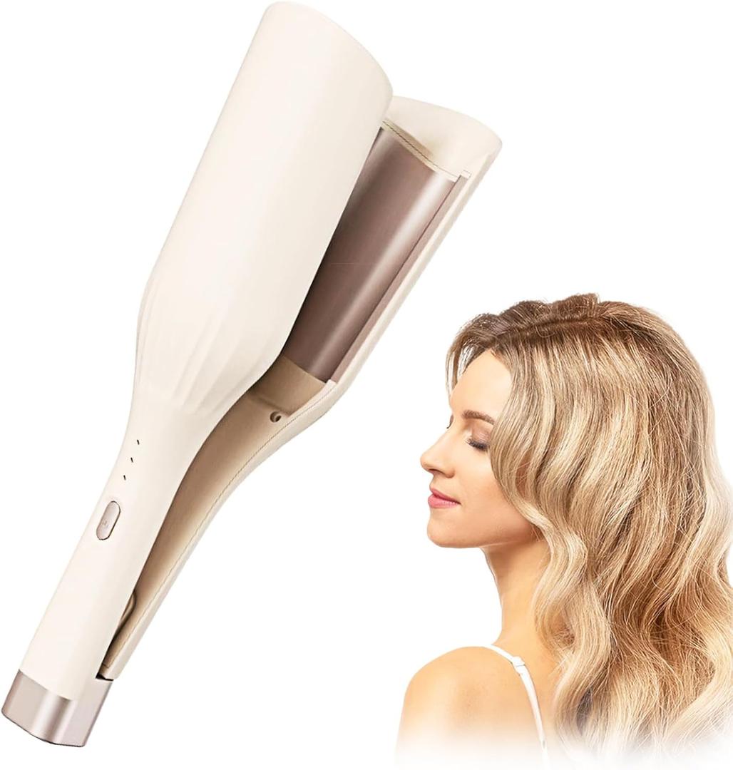 36mm (1.41) Waver Curling Iron, Ionic Hair Crimper for Women with 3 Temperature Settings, Fast Heating, Anti-Scald, Waver Hair Tool with Intelligent Power Off for Hair Styling (White)
