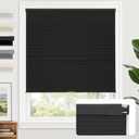 AOSKY 100% Blackout No Drill Cellular Shades Blinds for Indoor Windows, No Tools Thermal Insulated Black Out Cordless Honeycomb Blinds for Bedroom Living Room Window, 28.5" W x 64" H, Black