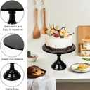 3 Pcs Black Cake Stand Set Round Metal Cake Display Stand 8/10/12 inch Dessert Table Decorations Cupcake Holder Round Cake Pedestal Stand Holder Plate for Wedding Birthday Party Anniversarie