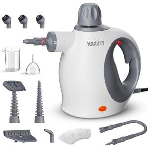Multi-Surface Handheld Pressurized Steam Cleaner with 11 PCS Accessory Portable Steamer for Cleaning, Multipurpose Steam Cleaner for Home/Car/Bathroom/Grease/Upholstery/Floor/Grout and More(White)