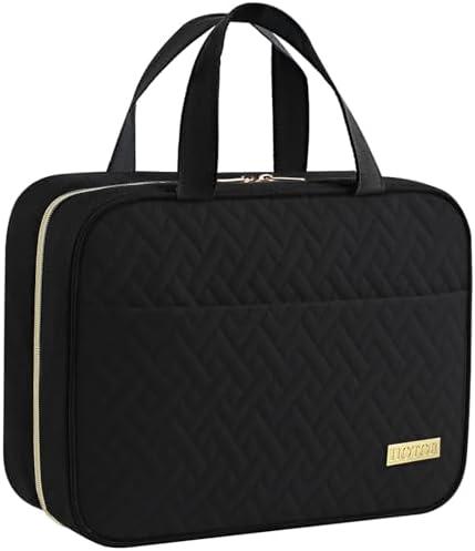 HOTOR Travel Toiletry Bag w/Hanging Hook - Spacious Toiletry Bag Essentials for Women & Men, Makeup Bag/Big Comparment, Waterproof for Travel Accessories, Large, Black