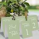 JarThenaAMCS 31Pcs Sage Green Table Numbers Head Table 1-30 Wedding Table Signs Reserved Seating Signs for Wedding Birthday Party Reception