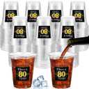 Funnymoom 100 Pack 80th Birthday Cup 12 oz Cheers to 80 Years Happy Birthday Disposable Clear Plastic Cups for Him Men Women Wedding Anniversary Decorations Party Favors