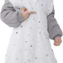 LAT Baby Sleep Bag with Feet Winter, Wearable Blanket, Warm Sack for Toddler Thicken 2.5 TOG-Removable Sleeves (XS/70)