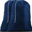 Handy Laundry Nylon XL - Large Capacity with Locking Drawstring, Machine Washable, Fits Laundry Baskets or Hampers, Holds 3 Loads of Clothes - Navy Blue (Pack of 2)