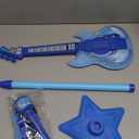 Guitar and Microphone Play Set for Boys New Upgrade,Karaoke Machine with Music&Light,Microphone Toys with Stand,Adjustable Height Guitar Toys for Kids,Toddlers,Child (blue)