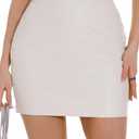 GUANYY Women's High Waisted Faux Leather Mini Pencil Skirt - Classic & Slim (White, Small)