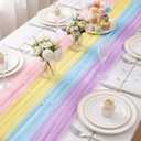 4 Pcs Pastel Table Runners 29 x 71 Inch Colorful Tulle Table Runner Macaron Rainbow Color Seasonal Decorations for Spring Summer Holiday Birthday Wedding Party Baby Shower