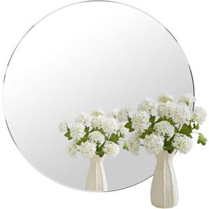20'' Glass Round Mirror for Wall Decor, Wall Mounted Circle Mirror with Adhesive Tapes for Bathroom, Living Room, Vanity, Bedroom, Entryway, Over Sink, Hallway, Home Decor