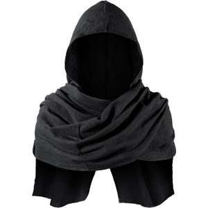 TOKYO REVENGERS Kids Medieval Renaissance Hooded Cowl Multifunctional Scarf Shawl Cape Halloween Cosplay Costume Accessories (One Size, Black)
