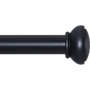 SIMEWIN Black Curtain Rods for Windows 28 to 144 Inches Adjustable 1 Inch Diameter Decorative Single Window Curtain Rod Set with Rounded Cap design Finials, Black SIMEWIN Black Curtain Rods for Windows 28 to 144 Inches Adjustable 1 Inch Diameter Decorative Single Window Curtain Rod Set with Rounded Cap design Finials, Black