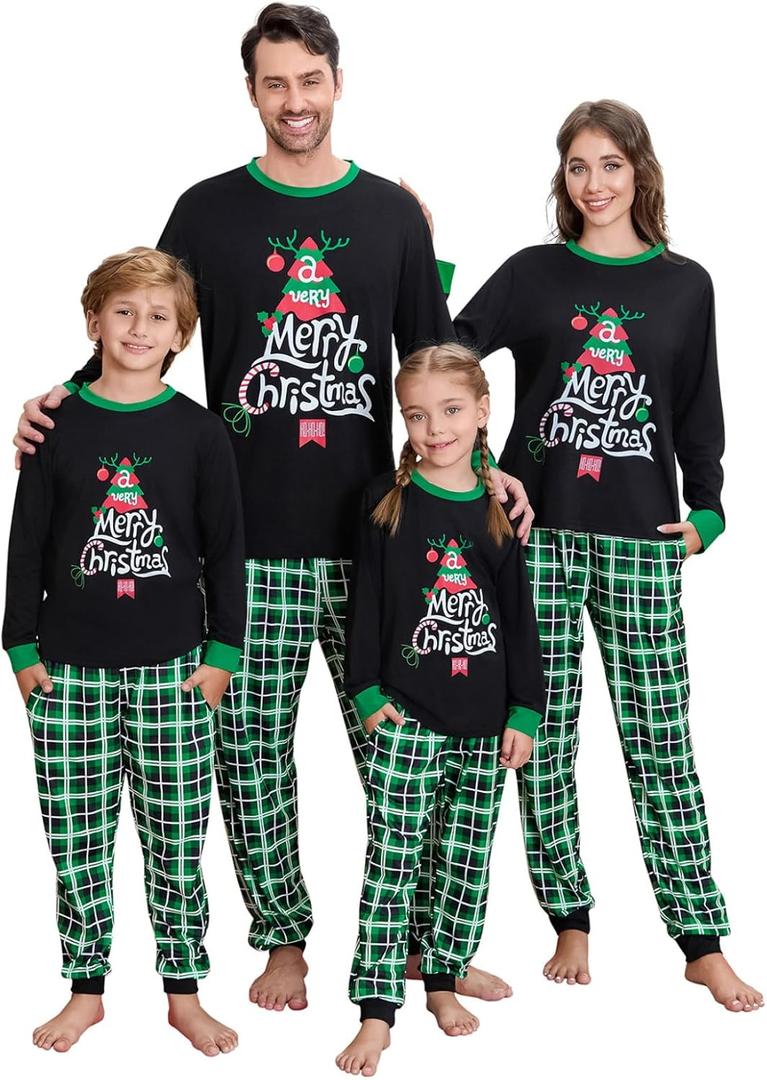 VS&LLWQ Family Christmas Pjs Matching Sets Christmas Pajamas for Family Christmas Elf Pjs Holiday Xmas Jammies Set (Small, Ab7)
