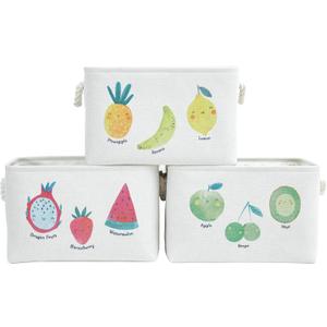 DECOMOMO Toy Storage Baskets for Shelves - 25.5L Kids Storage Bin for Nursery Dcor, Baby, Laundry, Toys (Fruit Print, Large - 3 Pack)