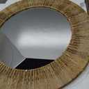 Chi An Home 24 Inch Natural Jute Mirror, Wall Mounted Round Mirror with Metal Frame, Wall Decor Rustic Farmhouse Boho Decor Accent for Bathroom, Bedroom, Living Room, or Entryway