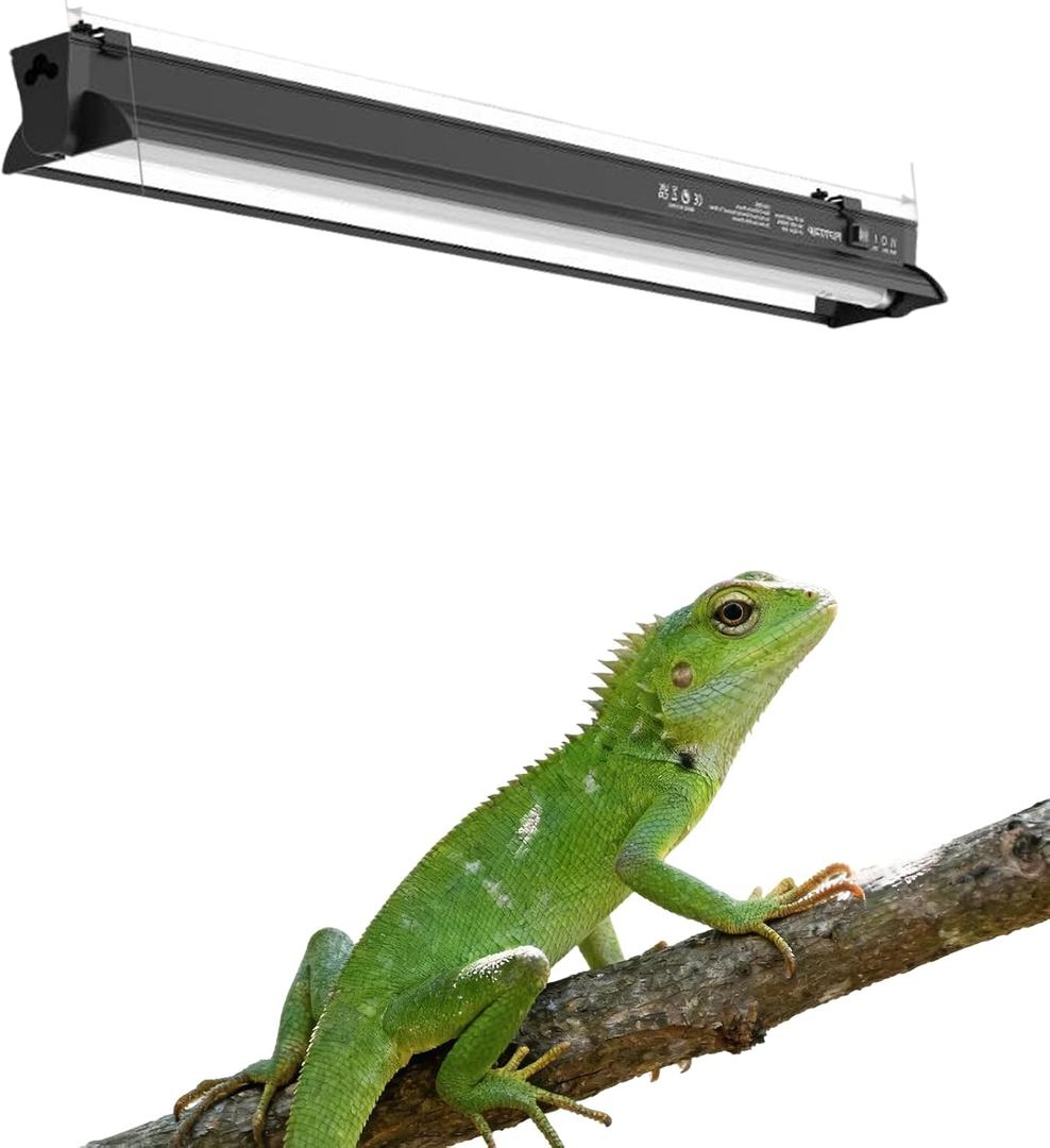 T5 HO UVB Lighting Kit, 8W Terrarium Hood with Detachable Curved Reflector, Desert 10.0 UVB T5 Lamp (24 Watts)