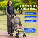 Cat Stroller Foldable Lightweight for Small Dogs Cats 0-15 lbs Pink