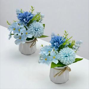 Carfoeny 2 Pcs Blue Hydrangea Artificial Flowers Bathroom Decor Fake Flowers in Small Flower Vases for Centerpieces Floral Arrangements Home Indoor Kitchen Tables Living Room Tv Stand Nightstand Decor