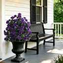 Artificial Flowers for Outdoor with Ground Spike, 22" Faux Azalea Silk Floral Topiary Ball Bushes Shrubs for Garden Yard Patio Home Decor, UV Resistant (Purple)