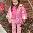 UNICOMIDEA Baby Girl Winter Coat Laser Toddler Jackets Warm Down Outerwear with Hooded for 4-5T (Pink)