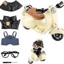 WALLFID 2PCS 17cm Doll Accessories  Stylish Outfit with Hat + Mini Scooter Prop, Cute Motorcycle & Clothes Set for Doll Display, Role Play, Shelf Decor or Party Scene Decoration (Cream & Black)