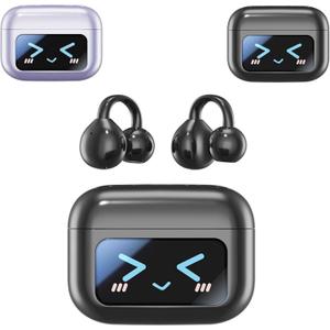 M100 Clip on Ear Headphones,Open Ear Earbuds WirelessBluetooth5.4,Ear Clip Bluetooth Headphones,Audio-Visual Future Touch Screen, Earclip Earbuds Wireless Bluetooth,with Smart Screen Touch (Black)