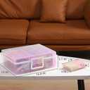 novelinks Transparent 4" x 6" Photo Cases and Clear Craft Keeper with Handle, 16 Inner Photo Organizers & Photo Storage Box, Plastic Photo Storage Containers (Pink Gradient)