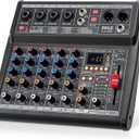 Pyle Professional Bluetooth DJ Audio Mixer - 6-Channel DJ Controller Sound Mixer w/DSP 16 Preset Effects, USB Interface, 4 XLR Mic/Line Input, AUX, FX Processor MP3 Player, Headphone Jack - PMX466