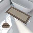 anllugs Bathroom Rugs 24" x 60", Non-Slip Extra Soft Absorbent Bath Rugs, Machine Washable Quick Dry Bath Mats for Bathroom Floor, Shower, Bathtub and Sink, Taupe & Dark Brown