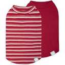 KYEESE 2Pack Waffle Dog Shirts, Stretchy T-Shirts Lightweight Tank Top Sleeveless Striped Vest Breathable Cat Tee, Medium, Red+Striped