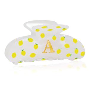 4 x Initial Lemon Hair Clips for Women - Teen Girl Gifts Trendy Stuff, Y2K Accessories Lemon Print Hair Accessories, Wedding Bridesmaid Birthday Valentines Day Gifts for Girls, Letter A
