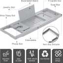Foldable Bathtub Caddy Tray for Tub,Bamboo Expandable Bath Table Trays,Premium Bathroom Accessories for New Home & Mothers Day & Birthday Gifts for Couples,Gray