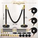 SuiROYI 4 Pcs Black Stanchions with Velvet Ropes with 3 Pcs 5 Ft Black Velvet Ropes Carpet Ropes Posts Stanchion Set for Crowd Control Barriers for Weddings, Events, Hotels, and Party Decor